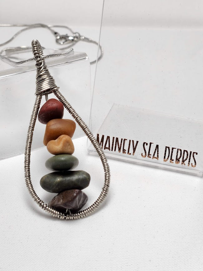 Rainbow Beach Stone Teardrop Necklace