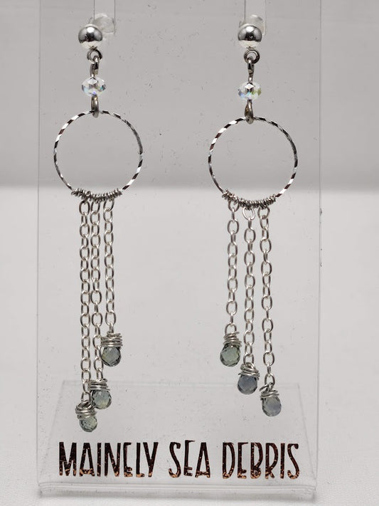 After 5 Geometric Gemstone Triple Chain Earrings