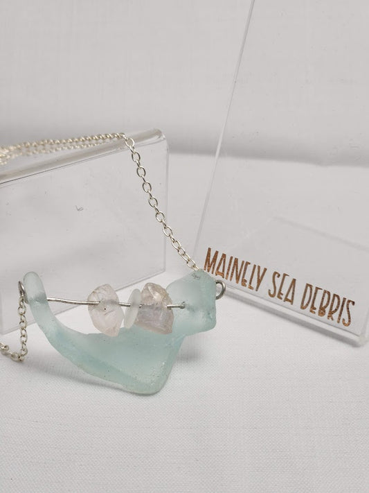 Curved Sea Glass Pendant Necklace