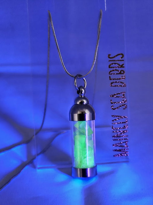 Uranium Sea Glass Vial Necklace