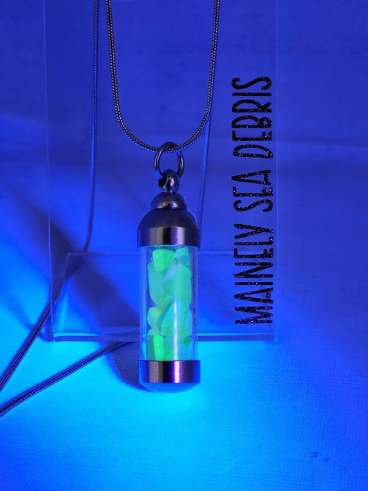 Uranium Sea Glass Vial Necklace