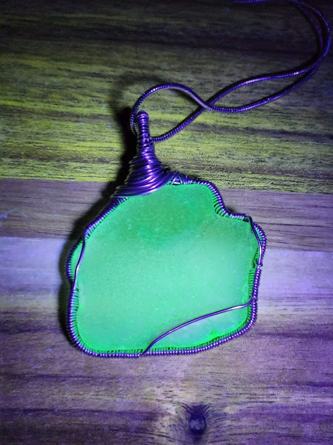 Uranium Sea Glass Pendant Necklace